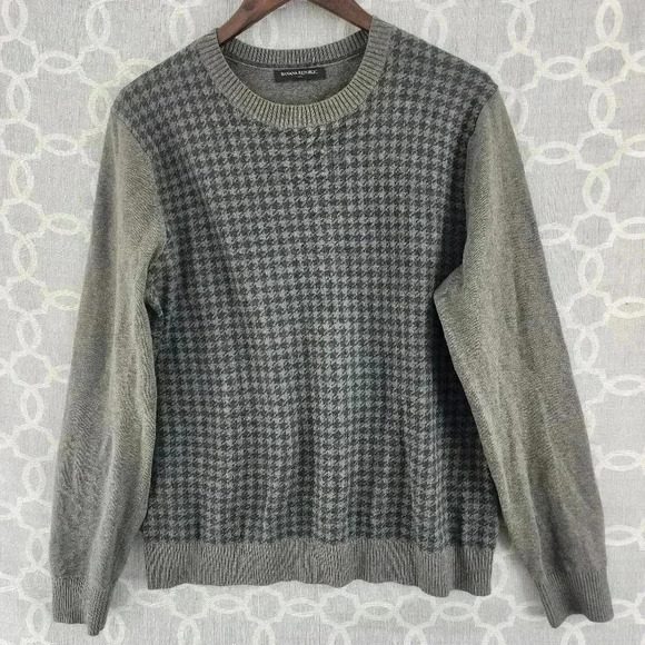 Banana Republic 100% cotton Checker Crew neck Pullover Men's Sweater M - Picture 1 of 7